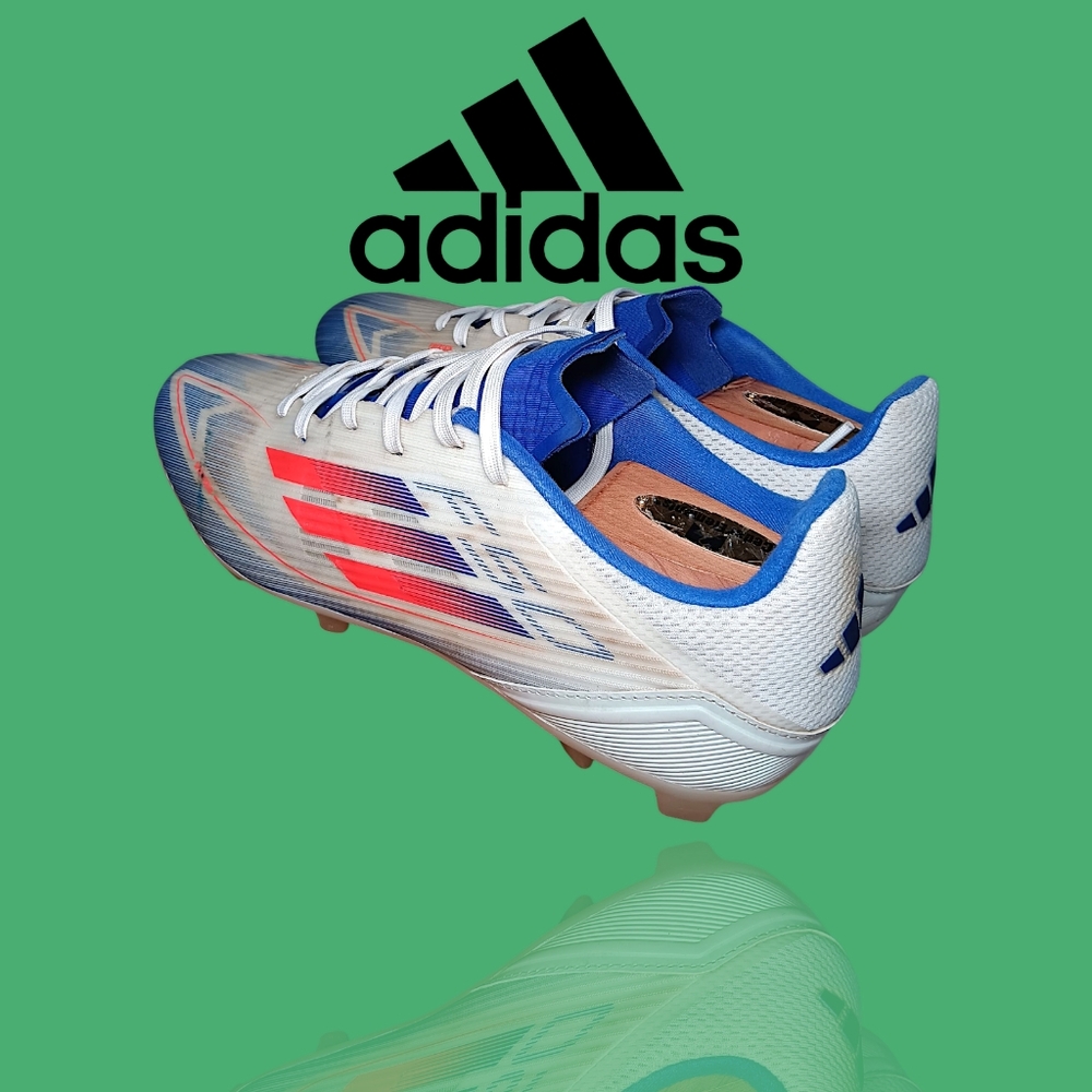 Adidas F50 Leauge FG/MG  Wht/Solar Red/Lucid Blue Soccer Cleats Men's Size 7 GUC